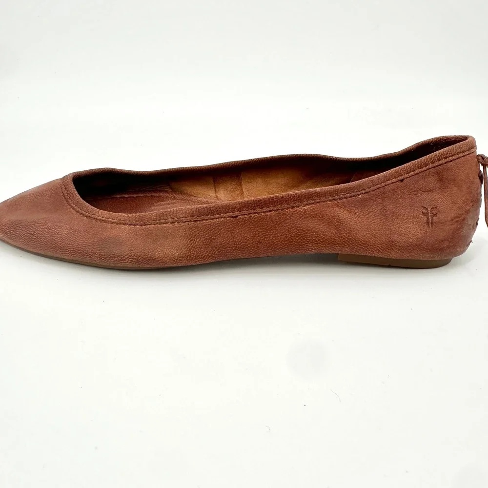 Frye Regina Pointed Toe Ballet Flats Cognac Brown Leather Womens 8.5